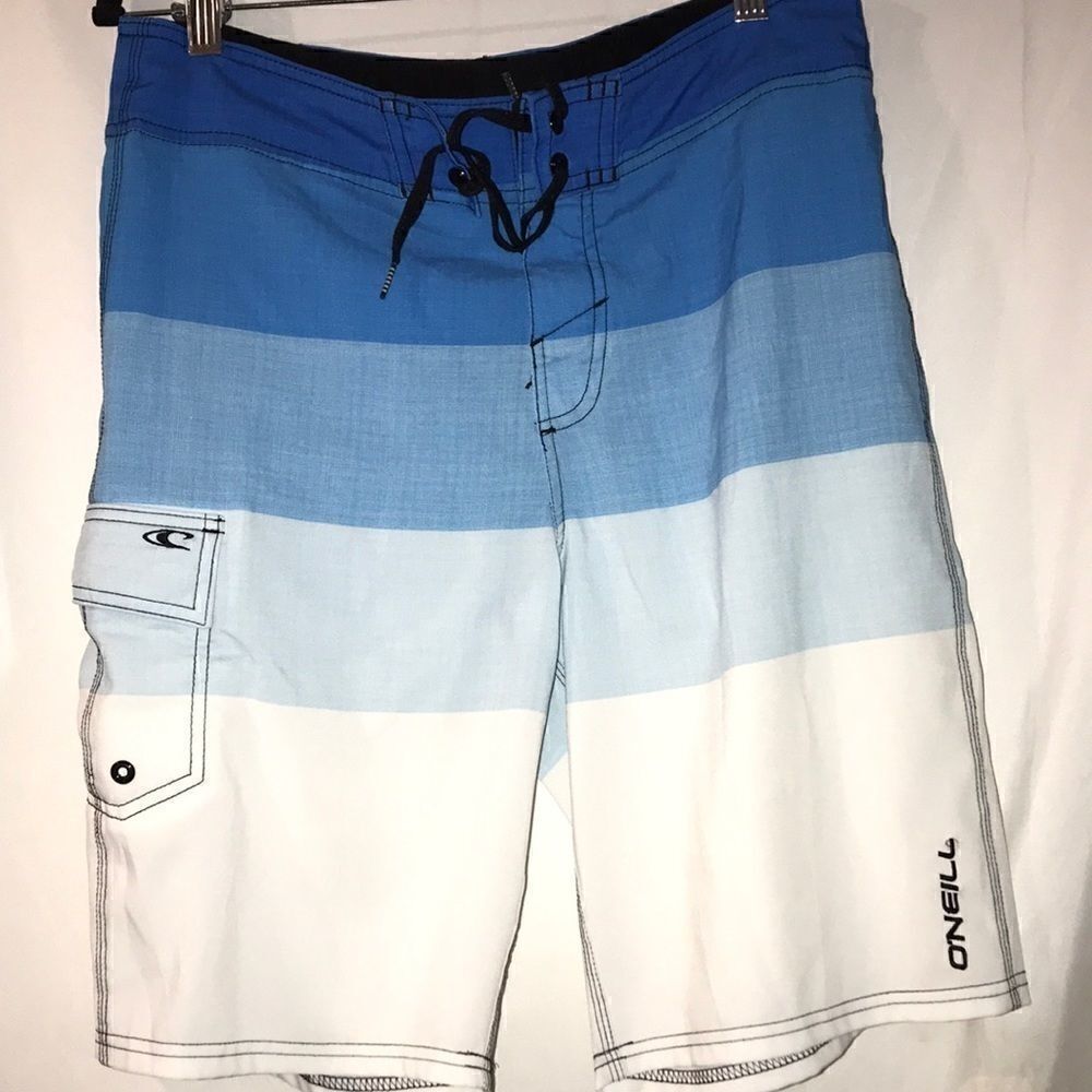 O'Neill‎ Men's Blue White Color Block Drawstrings Swim Shorts Size 30